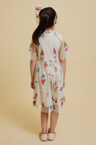 Frock & Frill Cecily Cream Floral Embroidered Dress