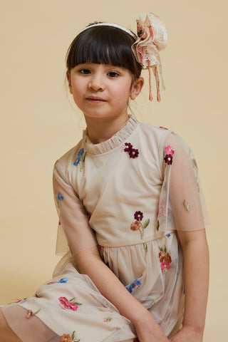 Frock & Frill Cecily Cream Floral Embroidered Dress