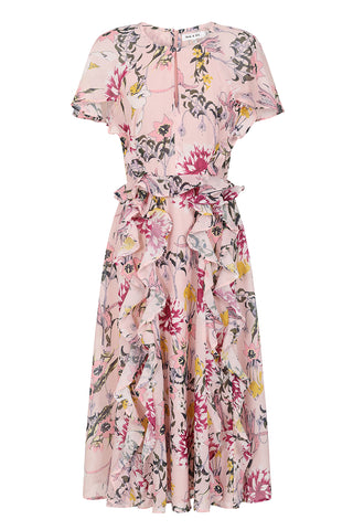 Frock & Frill Corinna Pink Floral Print Midi Dress