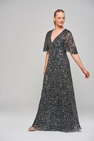 Frock & Frill Dana Black Sequin Maxi Dress