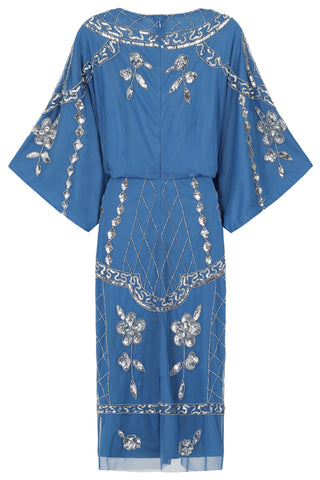 Frock & Frill Danica Blue Embellished Midi Dress