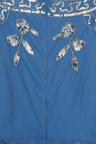 Frock & Frill Danica Blue Embellished Midi Dress