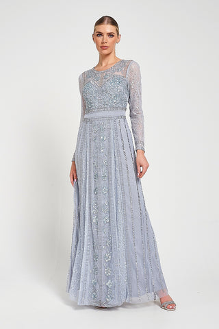 frock & frill Daphne Grey Embellished Maxi Dress