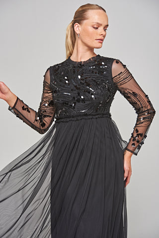 Frock & Frill Darlene Black Sequin Maxi Dress