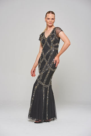 Frock & Frill Deanna Black Sequin Maxi Dress