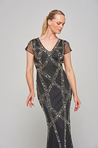 frock & frill Deanna Black Sequin Maxi Dress
