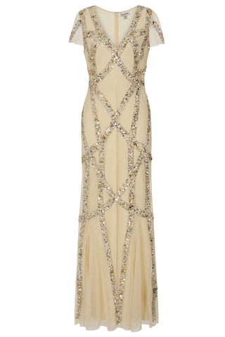 Frock & Frill Deanna Champagne Sequin Maxi Dress