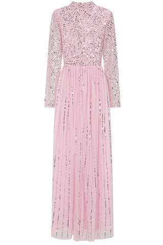 Frock & Frill Delia Pink Sequin Maxi Dress
