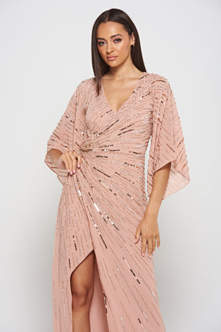 Frock & Frill Dora Blush Embellished Maxi Dress
