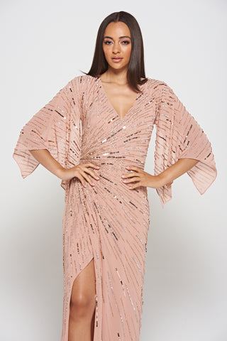 Frock & Frill Dora Blush Embellished Maxi Dress