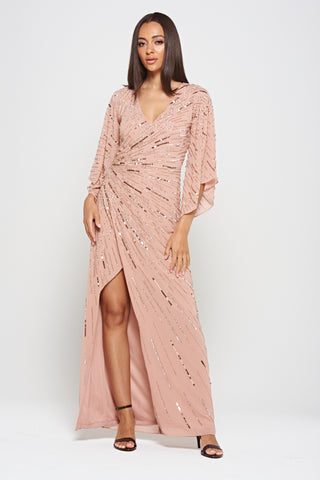 frock & frill Dora Blush Embellished Maxi Dress