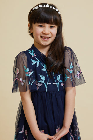 Frock & Frill Eden Navy Floral Embroidered Dress