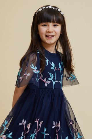 frock & frill Eden Navy Floral Embroidered Dress