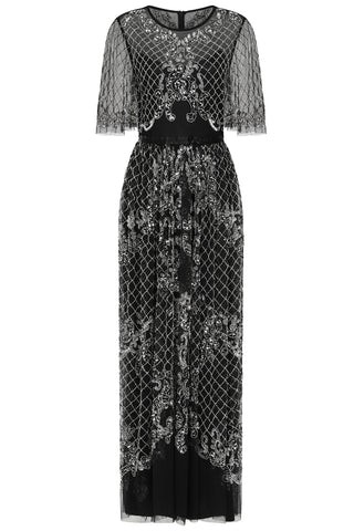 Frock & Frill Edith Black Embellished Maxi Dress
