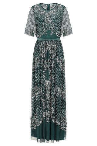 Frock & Frill Edith Deep Teal Embellished Maxi Dress