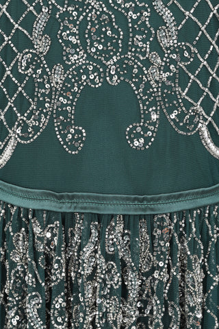 Frock & Frill Edith Deep Teal Embellished Maxi Dress