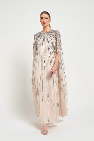 Frock & Frill Edna Sequin Cape Sleeve Maxi Dress