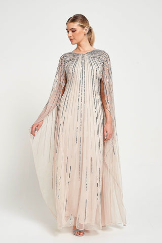 frock & frill Edna Sequin Cape Sleeve Maxi Dress