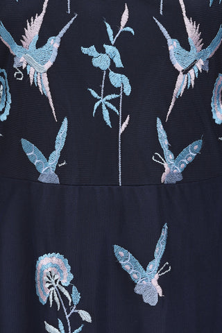 Frock & Frill Einin Navy Embroidered Maxi Dress