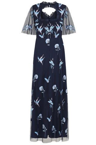 Frock & Frill Einin Navy Embroidered Maxi Dress