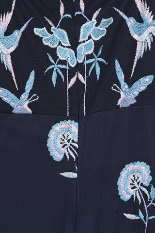 Frock & Frill Einin Navy Embroidered Maxi Dress