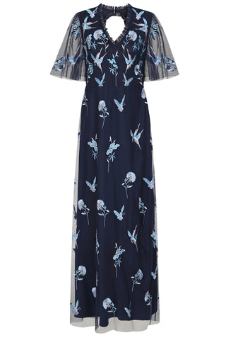 frock & frill Einin Navy Embroidered Maxi Dress