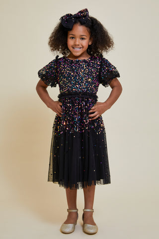 frock & frill Elise Black Iridescent Sequin Dress