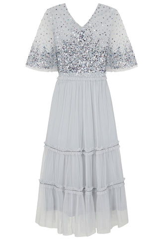 Frock & Frill Eliza Ether Blue Sequin Midi Dress