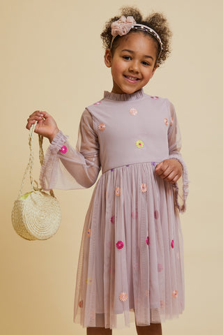 Frock & Frill Elodie Blush Floral Embroidered Dress