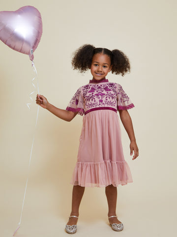 Frock & Frill Elsie Rose Butterfly Embroidered Dress