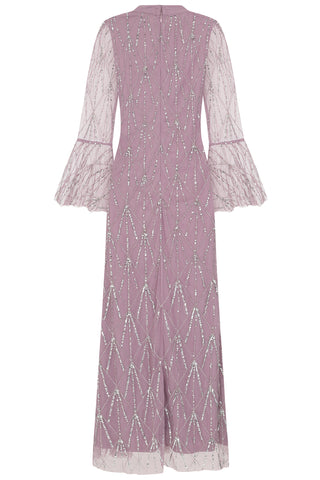 Frock & Frill Erma Lilac Embellished Maxi Dress