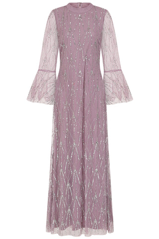 frock & frill Erma Lilac Embellished Maxi Dress