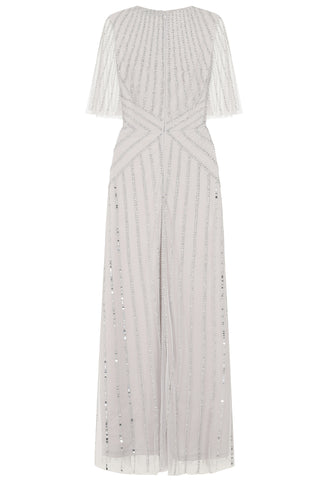 Frock & Frill Evelyn Grey Embellished Maxi Dress