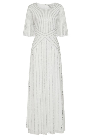 Frock & Frill Evelyn White Embellished Maxi Dress
