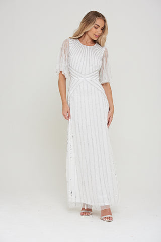 frock & frill Evelyn White Embellished Maxi Dress