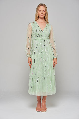 Frock & Frill Geneva Green Sequin Midi Dress
