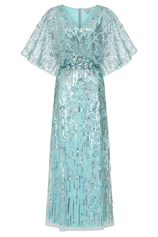 Frock & Frill Georgia Blue Embellished Maxi Dress