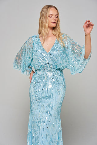 frock & frill Georgia Blue Embellished Maxi Dress