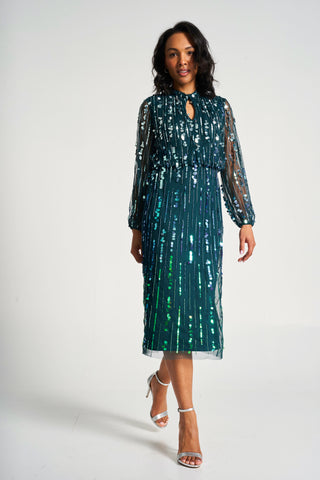 Frock & Frill Gianna Green Ombre Sequin Midi Dress