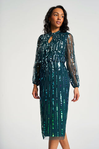 frock & frill Gianna Green Ombre Sequin Midi Dress