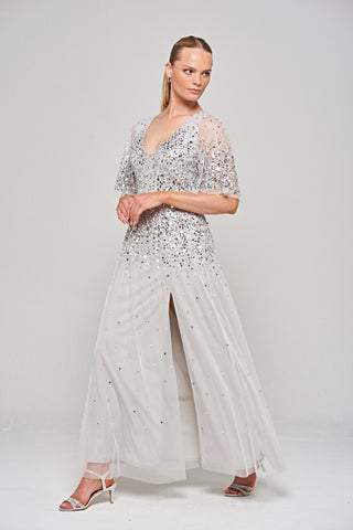 Frock & Frill Gillian Grey Sequin Maxi Dress