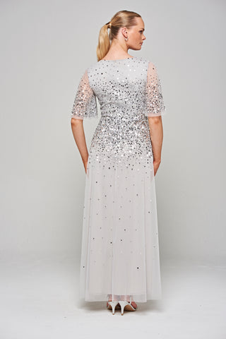 Frock & Frill Gillian Grey Sequin Maxi Dress