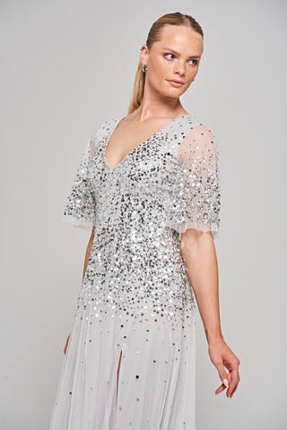 frock & frill Gillian Grey Sequin Maxi Dress