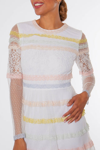 Frock & Frill Harriett White Lace Tiered Maxi Dress