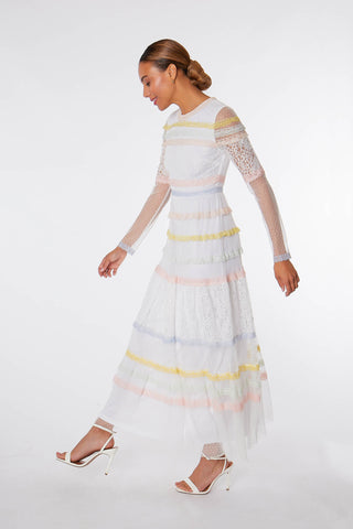 Frock & Frill Harriett White Lace Tiered Maxi Dress