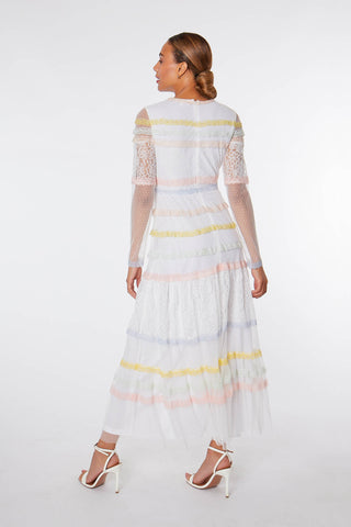 Frock & Frill Harriett White Lace Tiered Maxi Dress