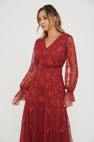 Frock & Frill Holly Floral Embroidered Maxi Dress