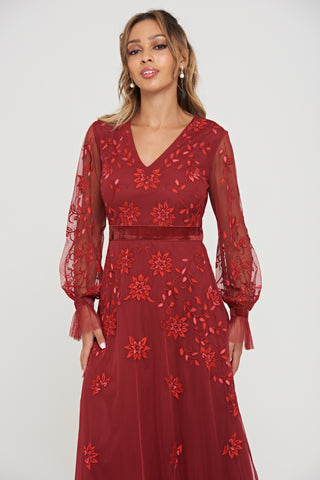 Frock & Frill Holly Floral Embroidered Maxi Dress
