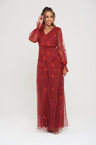 frock & frill Holly Floral Embroidered Maxi Dress