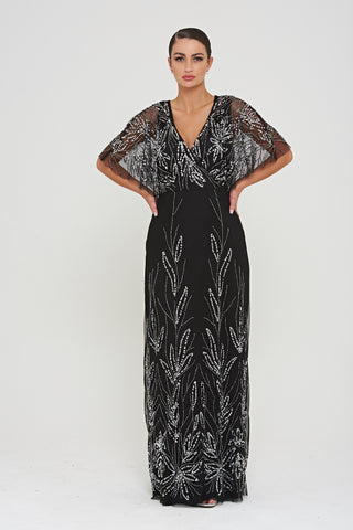 Frock & Frill Josephine Black Embellished Maxi Dress